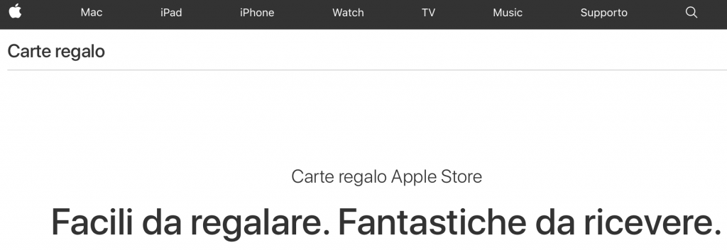 Pagine delle Gift Card Apple